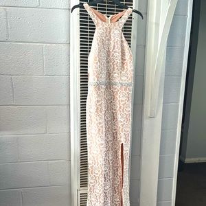 White lace cream dress